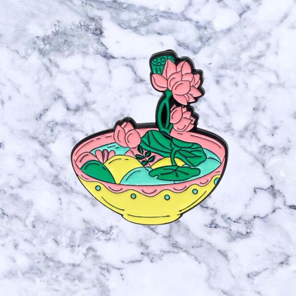 Lotus In A Bowl Enamel Pin